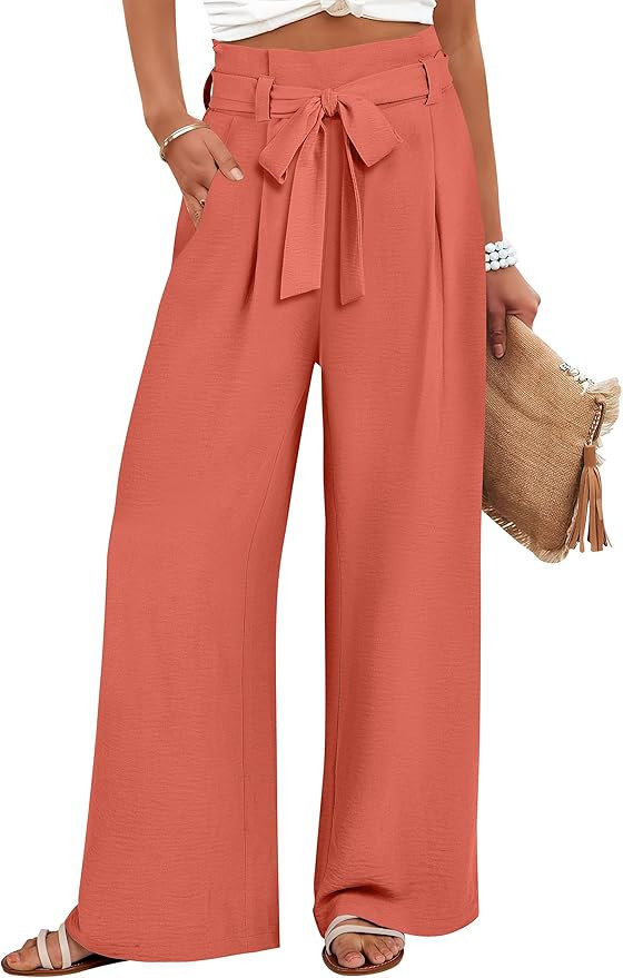 ANRABESS Womens Wide Leg Palazzo Pants Belted High Waisted Business Casual Flowy Long Trousers wi... | Amazon (US)
