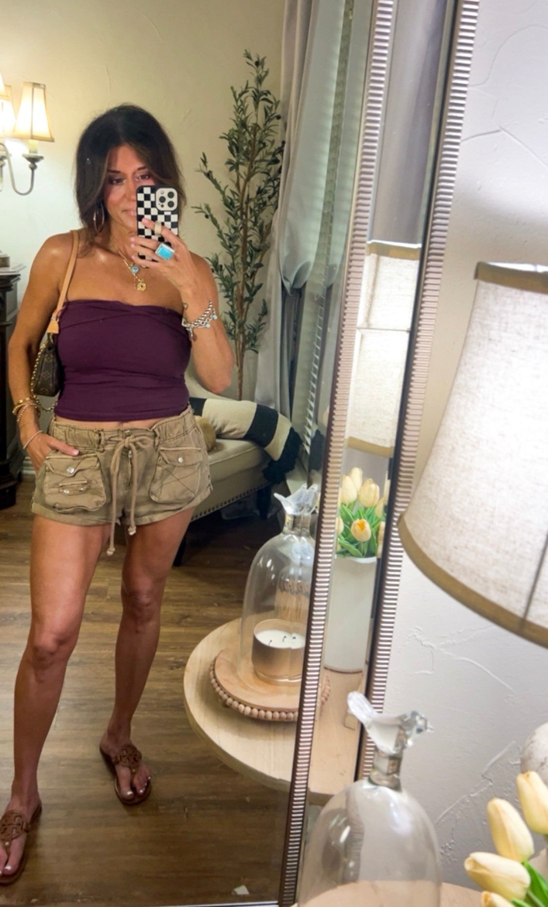 Free People tube top and shorts.