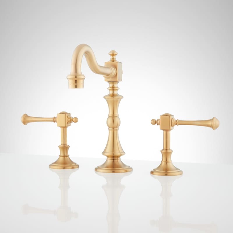Signature Hardware 924484-NO Vintage 1.2 GPM Widespread Bathroom Faucet with Pop | Build.com, Inc.
