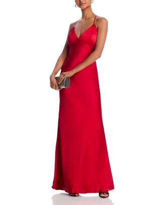 AQUA Satin Open Back Gown - Exclusive  | Bloomingdale's Women | Bloomingdale's (US)