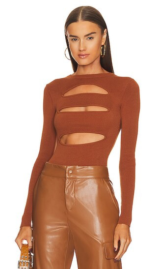 x REVOLVE Alexa Knit Bodysuit in Coffee | Revolve Clothing (Global)