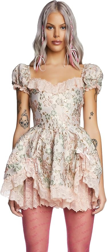 Dolls Kill Tea and Circumstance Mini Dress by Sugar Thrillz Dress with Puffy Sleeves | Amazon (US)