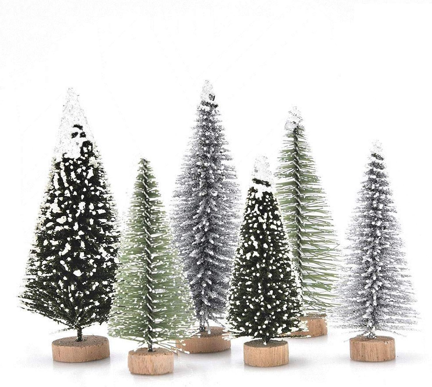 Haodeba 18Pcs Miniature Pine Trees Sisal Trees with Wood Base Christmas Tree Set Tabletop Trees f... | Amazon (US)