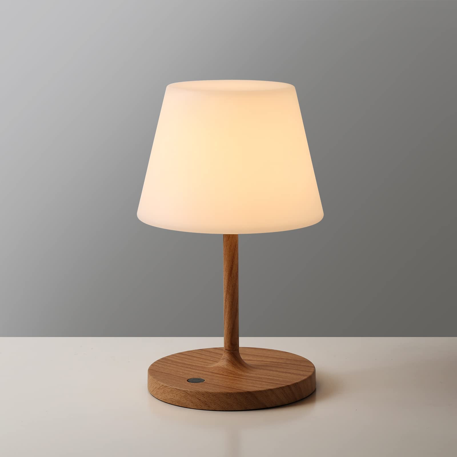 Outdoor Battery Operated Table Lamp Waterproof, 4000mAh Cordless Rechargeable, Touch Dimmable Desk Lamp, LED Night Light for Patio Camping Restaurant Home, H9.6in, Wood Grain | Amazon (US)