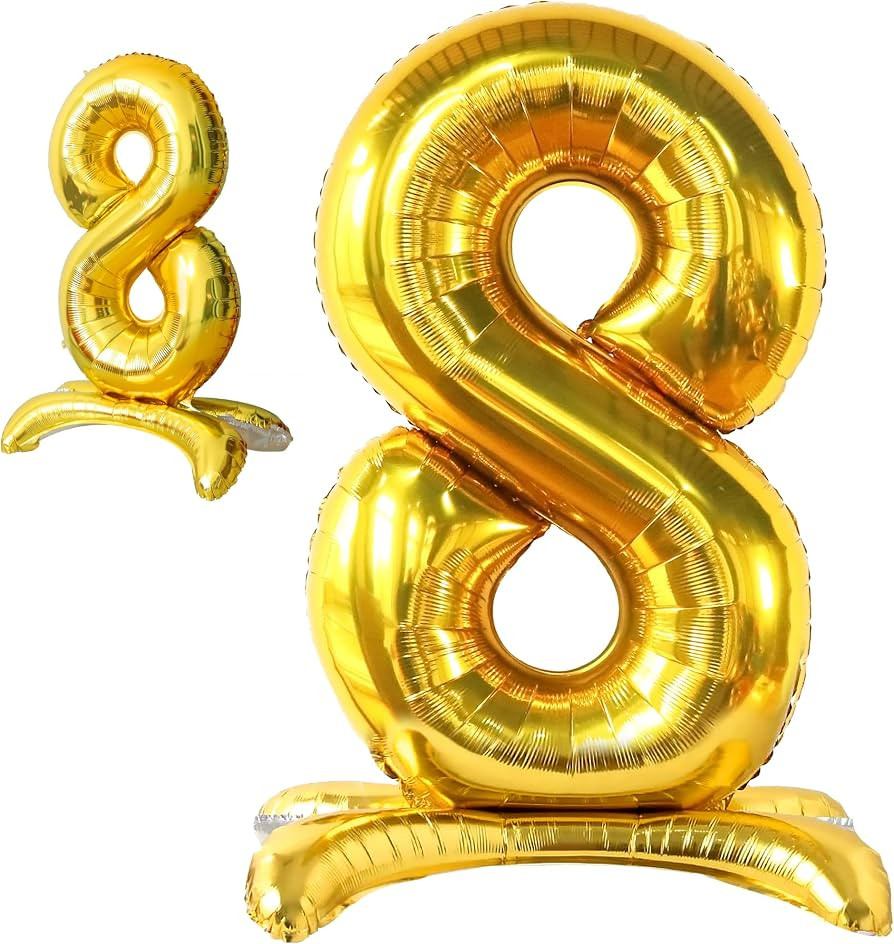 KatchOn, Gold 40 Inch Self Standing Number 8 Balloon. Reusable, Helium Supported. Ideal for 8th B... | Amazon (US)