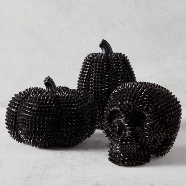 Spiked Skull & Pumpkins - Black | Z Gallerie