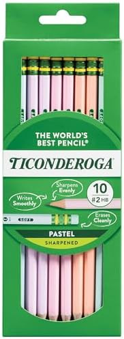 Ticonderoga® Pastel Pencils, 2 Soft, Assorted Colors, Pack Of 10 Pencils | Amazon (US)