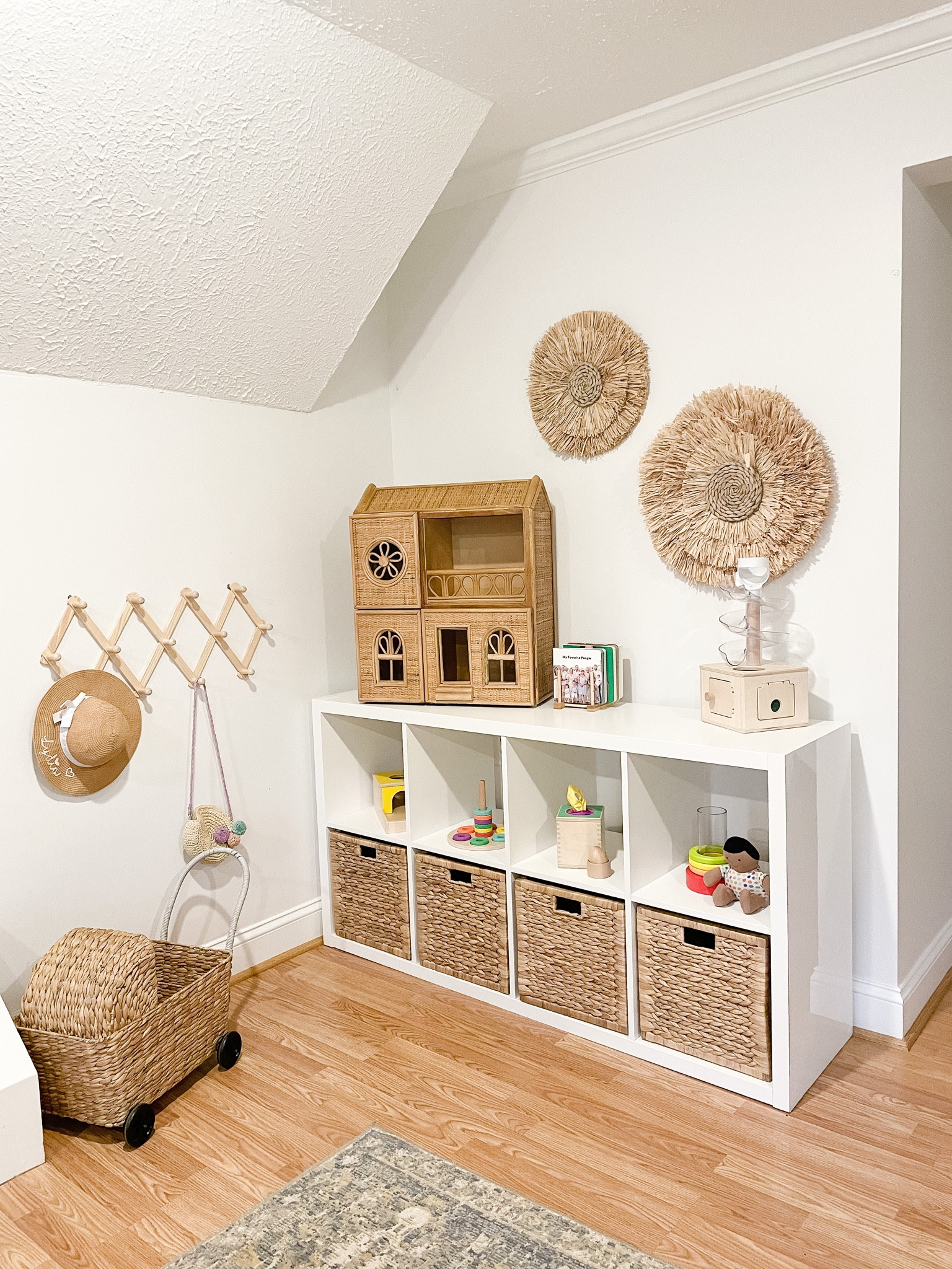 Small space neutral playroom! 

Rattan toys, wooden toys, baby girl, baby boy, toy storage, toy organization, wall decor, nursery, home decor 

#LTKbaby #LTKhome #LTKkids