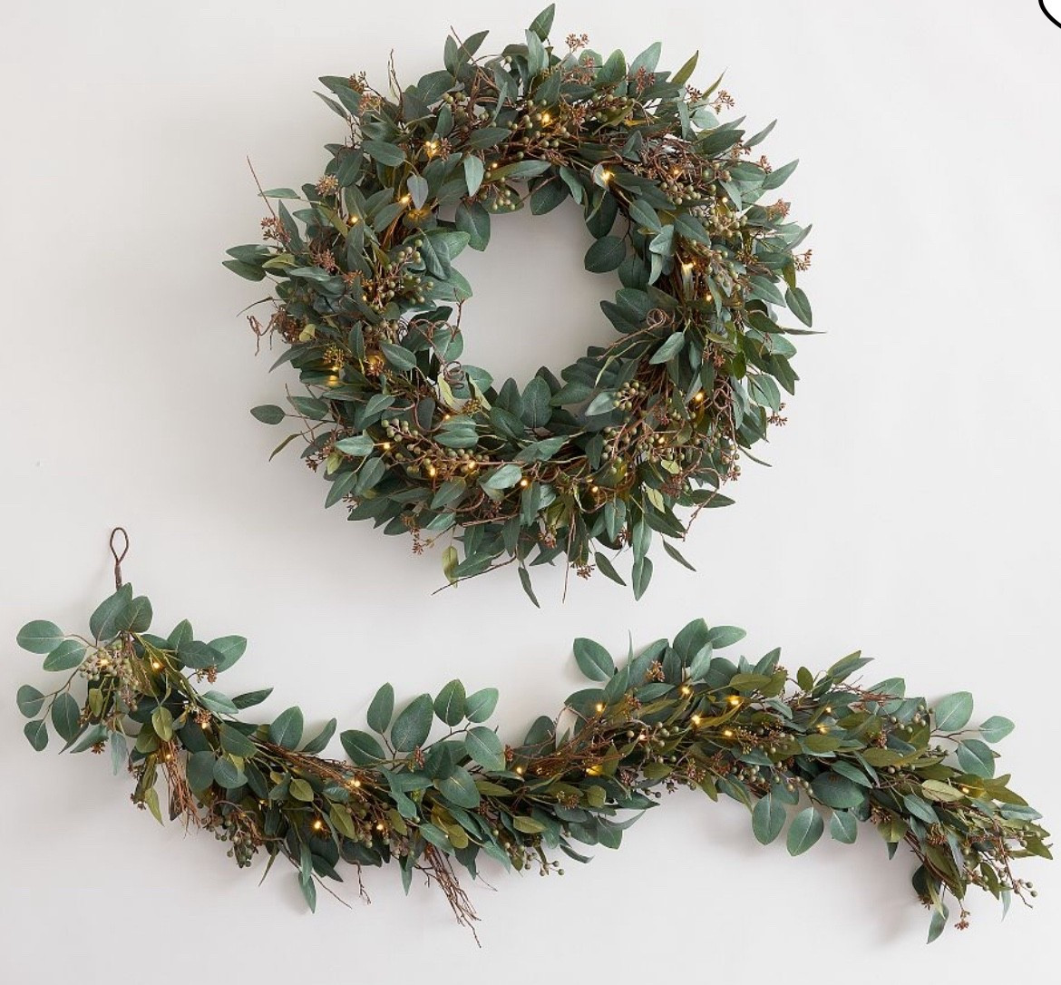 Faux Lit Eucalyptus And Green Berry Wreath & Garland home seasonal

#LTKSeasonal #LTKHome