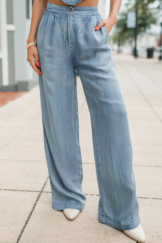 Why Can't You See Medium Wash Denim Wide Leg Pants | Pink Lily