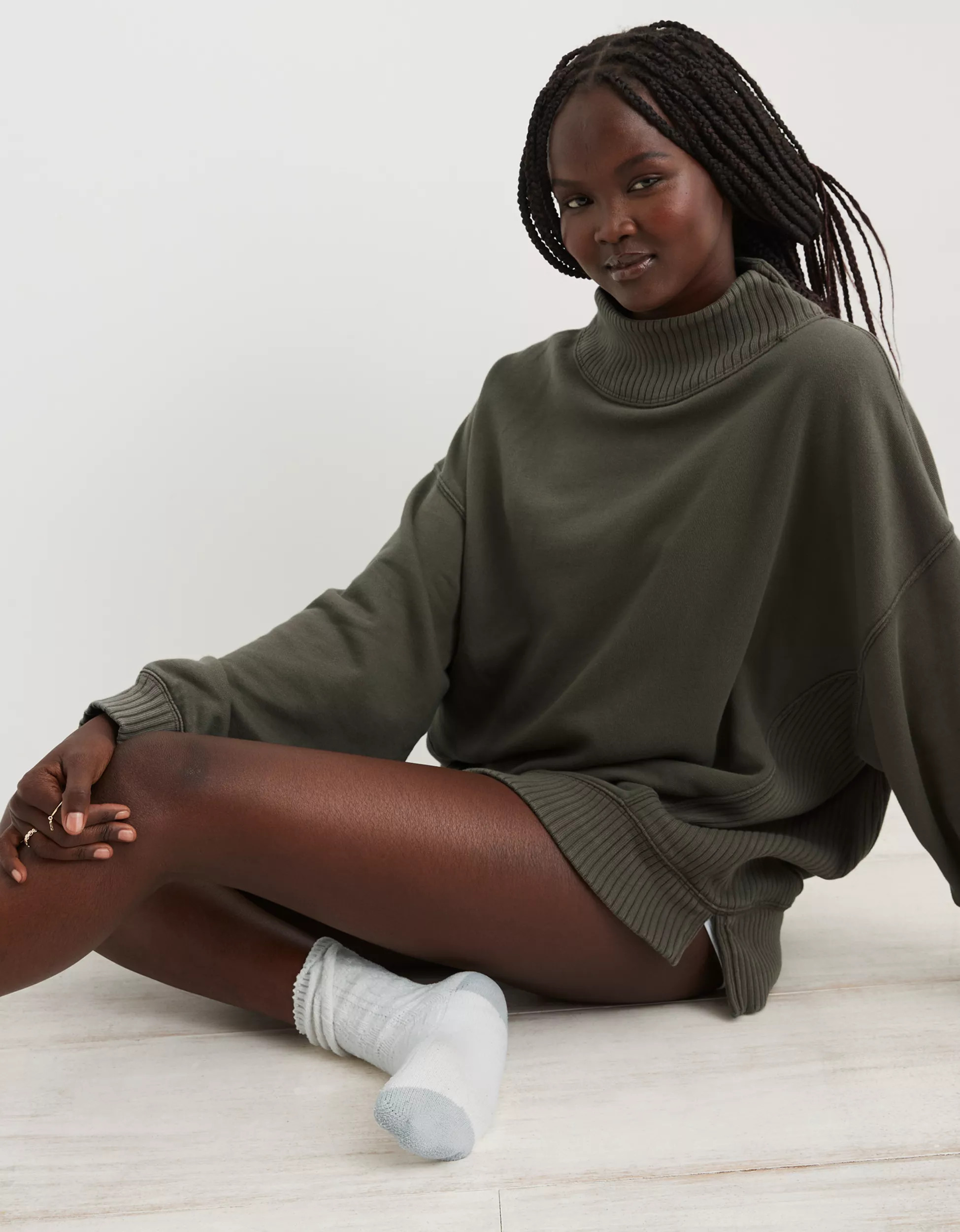 Aerie Down-To-Earth Oversized Mockneck Sweatshirt | Aerie