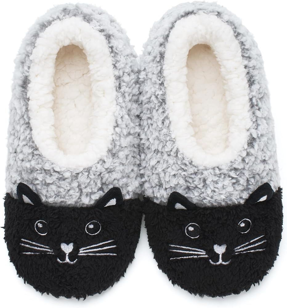 The Metluks Cute Animal House Slippers, Warm Fuzzy Slipper Socks with Grippers Non Slip, Cozy Funny  | Amazon (US)