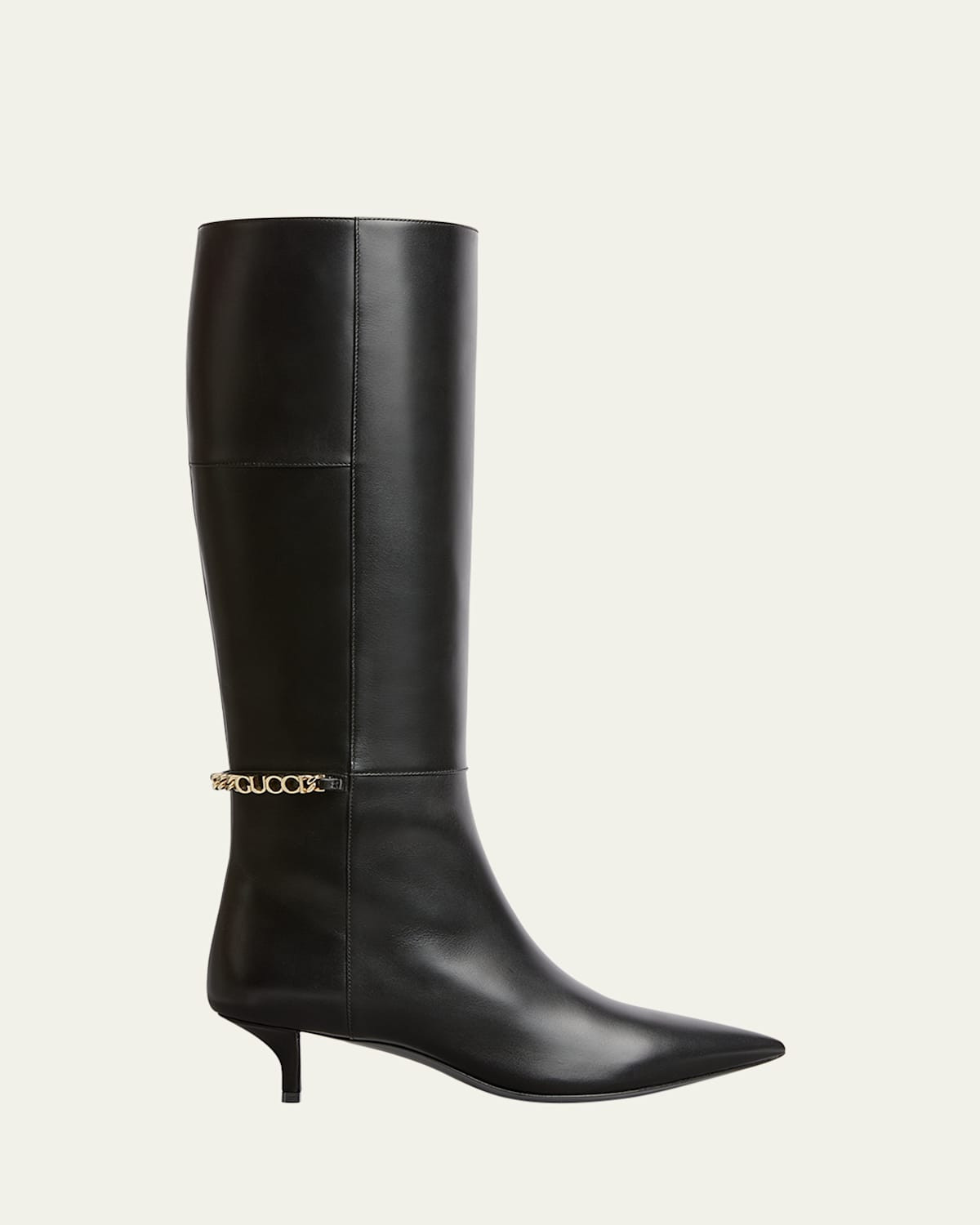 Signoria Leather Logo Chain Tall Boots | Bergdorf Goodman