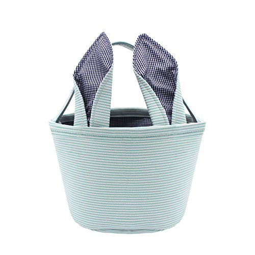 Easter Baskets Seersucker Bunny Bag for Kids, Cute Easter Bucket Bags with Rabbit Ears for Easter Eg | Amazon (US)
