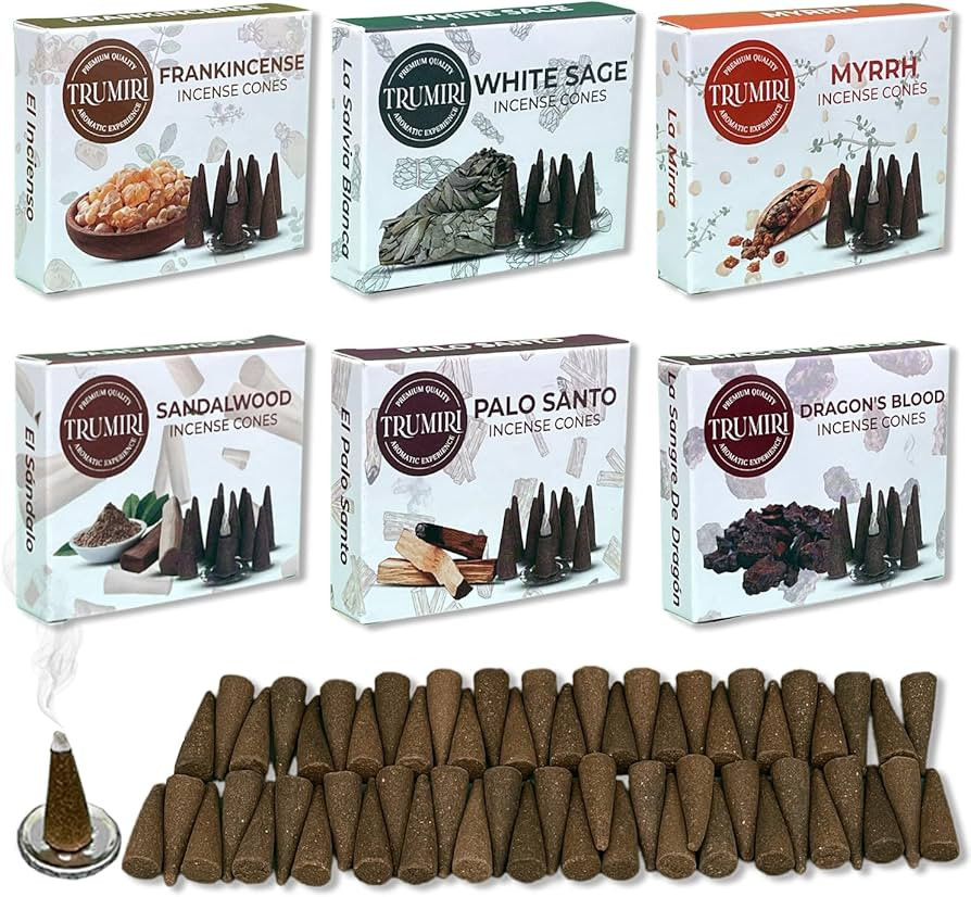 Trumiri Woody Incense Cones - Variety Pack - Total 60 Cone Incense (6 Scents x 10 Conos) - White ... | Amazon (US)