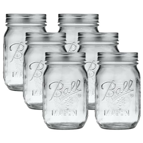 Ball Regular Mouth Glass Mason Jars with Lids and Bands, Used for Canning (Pint, 16 Ounce (Pack of 6)) | Amazon (US)