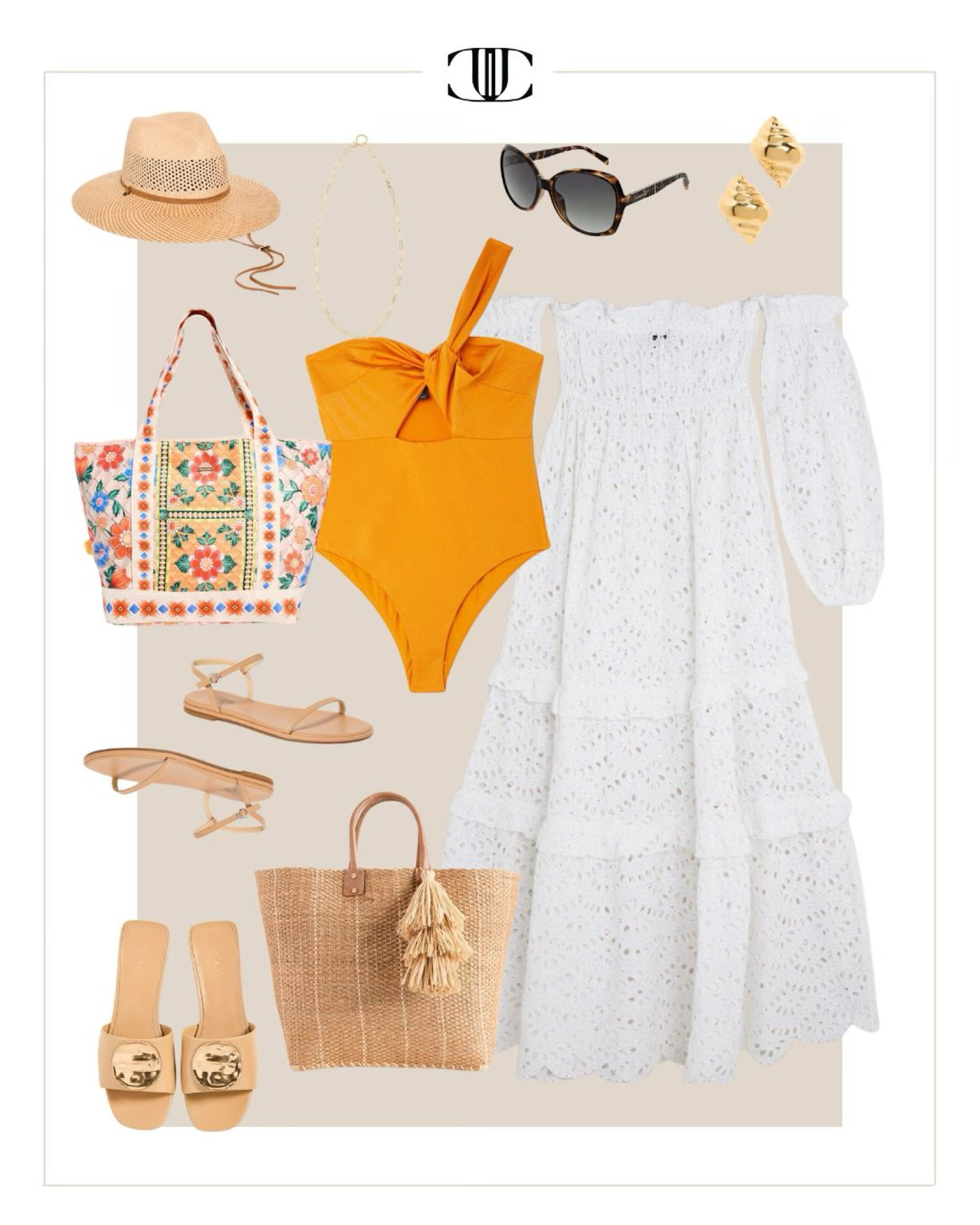 Summer look, summer outfit, pool outfit, pool look, bathing suit, one piece bathing suit, off the shoulder dress, cover-up, flat sandals, tote bag, pool bag, beach look, back outfit

#LTKShoeCrush #LTKStyleTip #LTKOver40