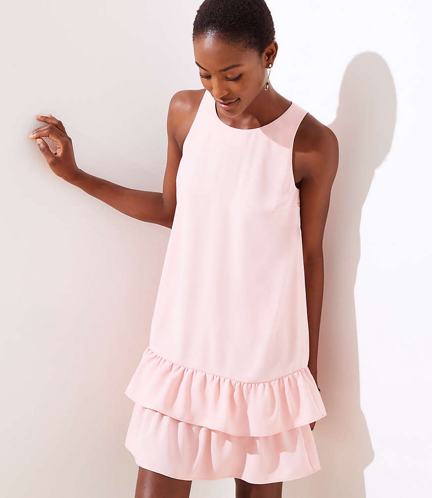 Back Cutout Ruffle Hem Dress | LOFT