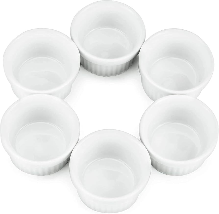 Mini Ramekins Set of 6, 1 oz Porcelain Souffle Cups, Oven & Dishwasher Safe Small Bowls for Dippi... | Amazon (US)