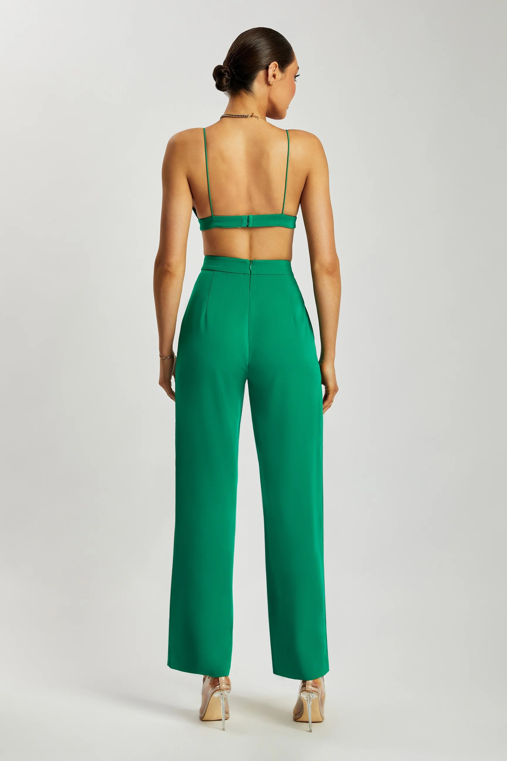 Saskia Straight Leg Trousers - Bottle Green | MESHKI US