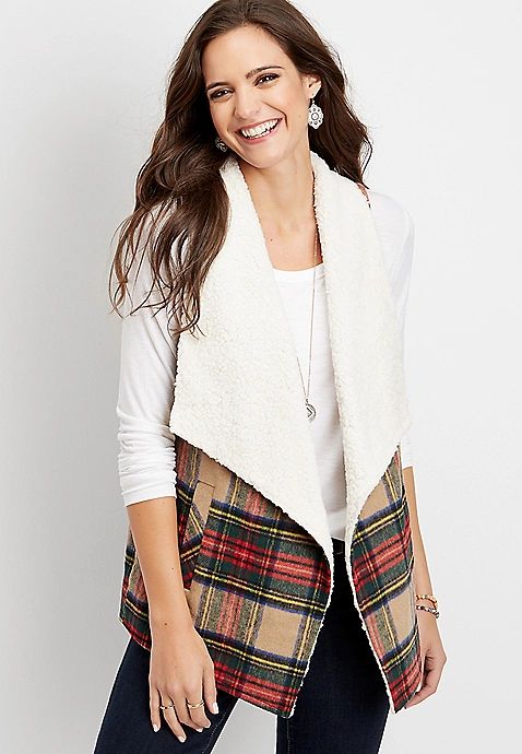plaid sherpa vest | Maurices