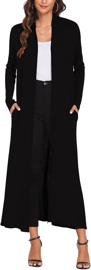 Bluetime Women Floor Length Open Front Drape Cardigan Lightweight Long Sleeve Maxi Duster with Po... | Amazon (US)