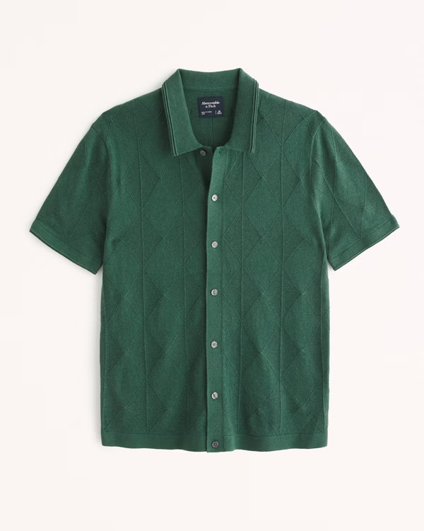 Men's Stitch Button-Through Sweater Polo | Men's Clearance | Abercrombie.com | Abercrombie & Fitch (US)