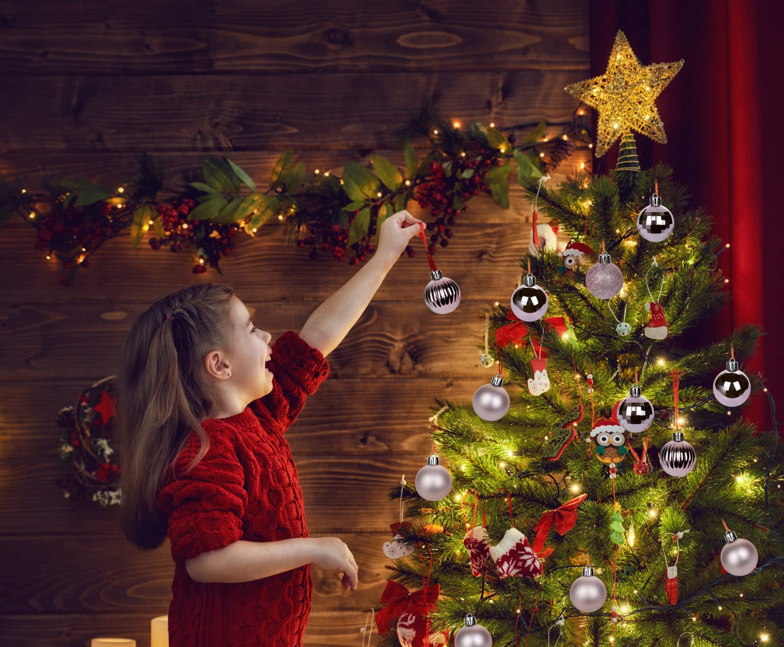 1.57" Pink Christmas Ornaments for Christmas Tree 36 Pcs Mini Shatterproof Balls Christmas Tree D... | Amazon (US)