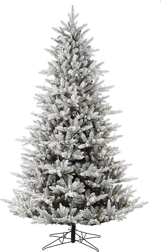 Vickerman 6.5' x 49" Flocked Aspen Fir Artificial Christmas Tree, Warm White LED Lights - Snow Co... | Amazon (US)