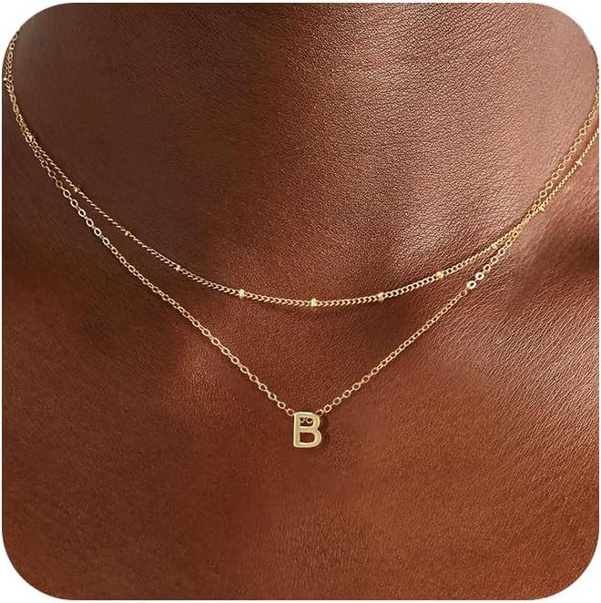 LEXODY Gold Initial Necklaces for Women, 14k Gold Plated Round Letter A-Z Pendant Necklace Trendy... | Amazon (US)