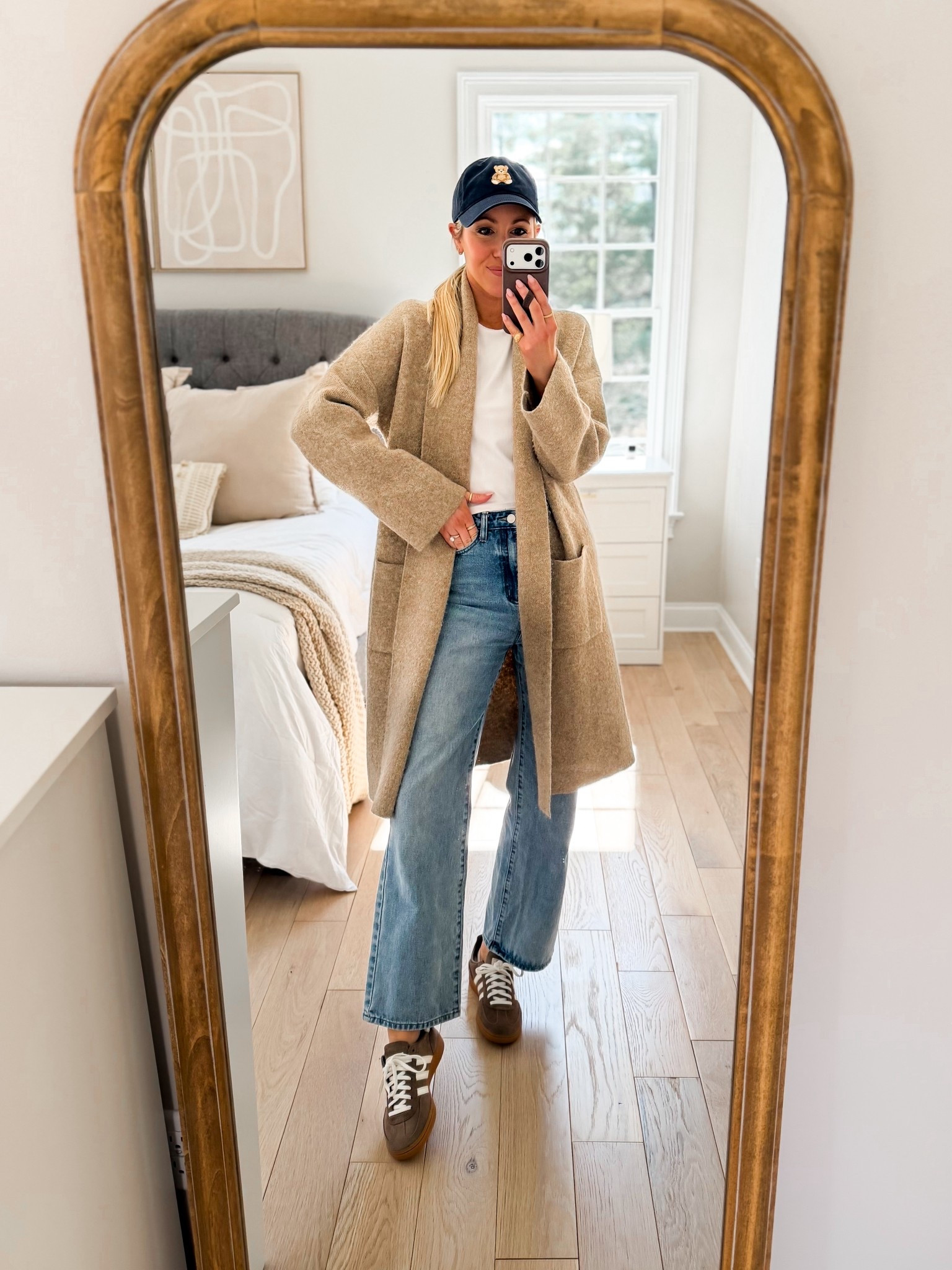 Winter to spring outfit idea! My go-to long length cardigan from Amazon! And this target tee is my fave! These Amazon jeans are a pair I grab for all the time! I’m 5’7” wearing small in the cardigan and xs in the tee + straight leg denim.

#LTKdayinmylife #LTKgrwm #LTKootd