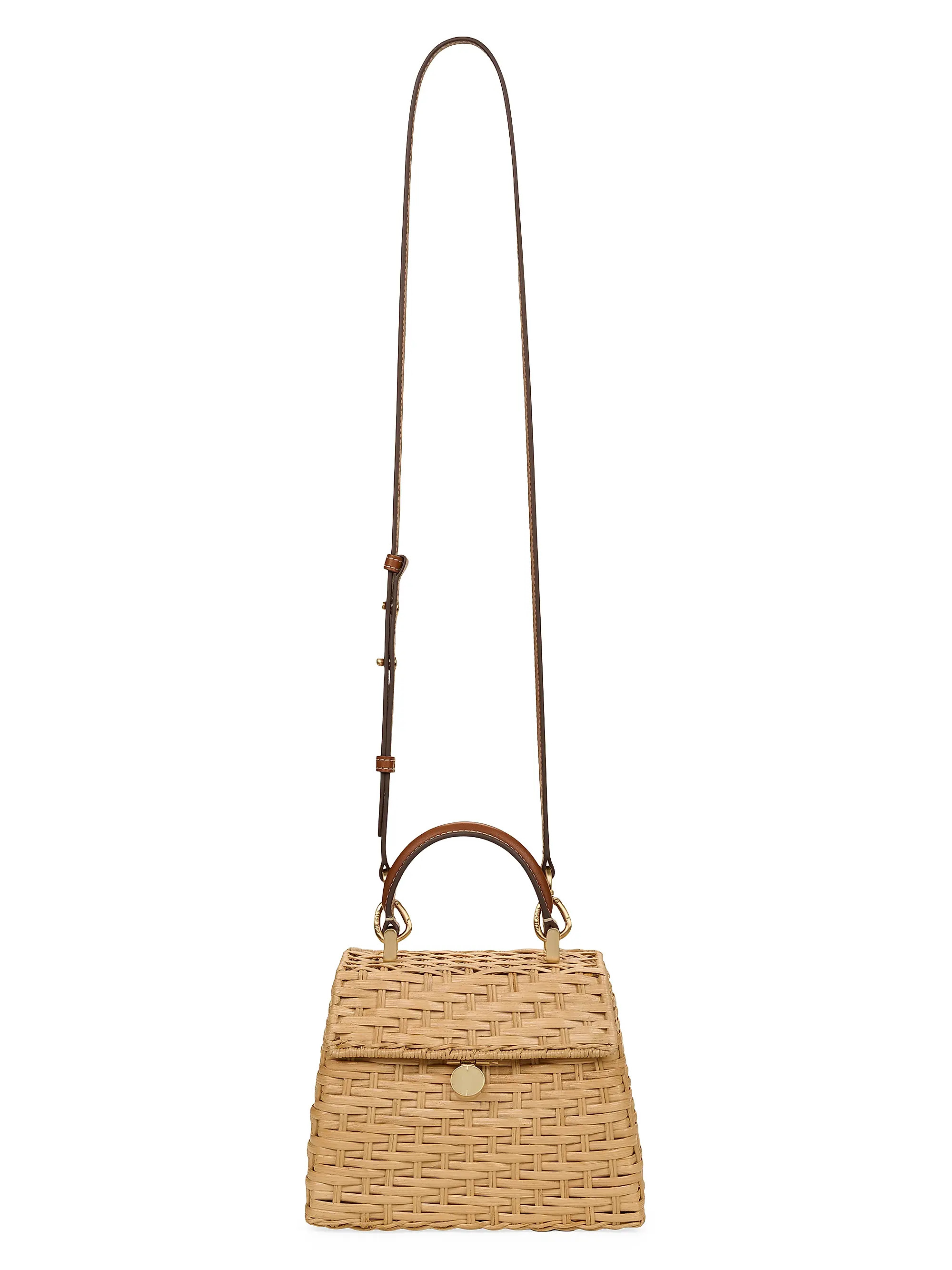Sybil Rattan & Leather Top Handle Bag | Saks Fifth Avenue