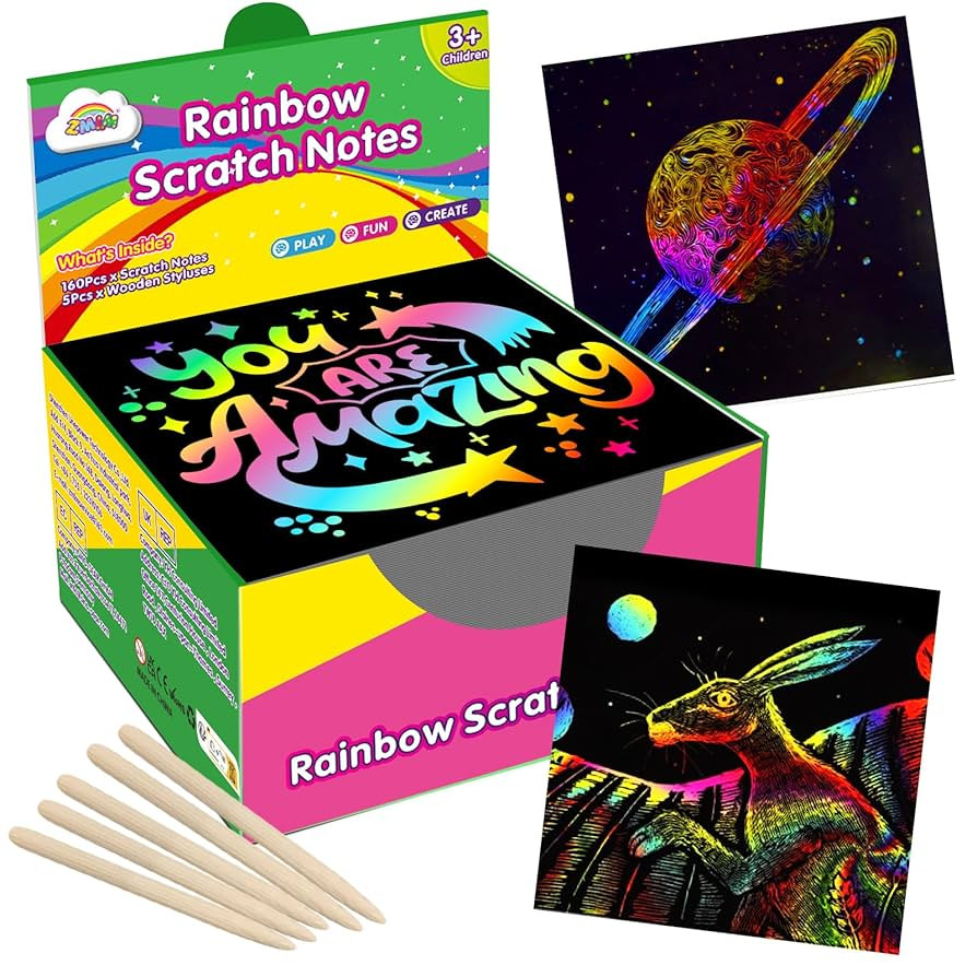 ZMLM Rainbow Scratch Paper Art Crafts Mini Notes Kids Gifts 4 5 6 7 8 9 10 Years Old Girls Boys S... | Amazon (US)