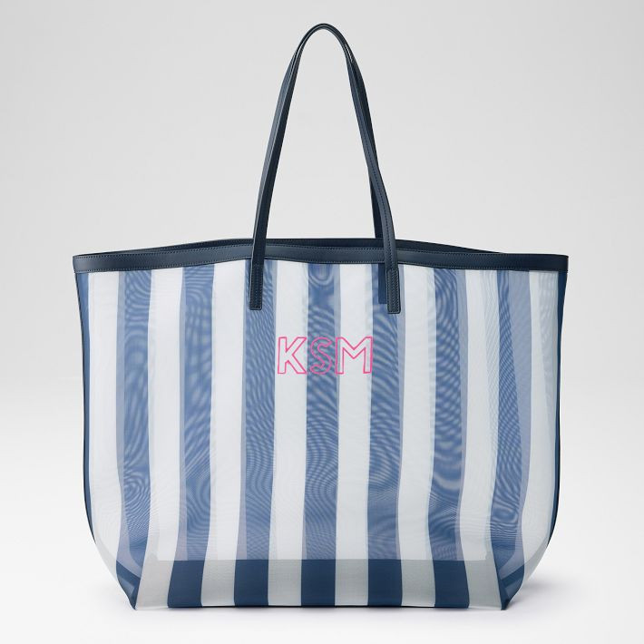 Cabana Stripe Mesh Tote | Mark and Graham