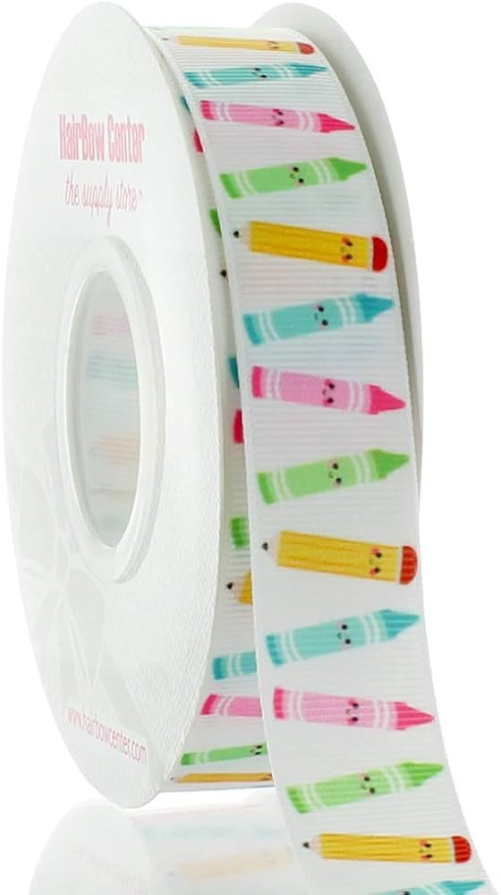 7/8" Back 2 School Crayons Grosgrain Ribbon 25yd | Amazon (US)