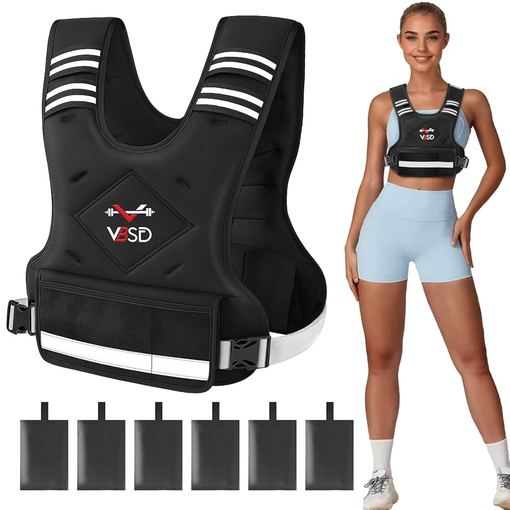 VBSD Adjustable Weighted Vest for Women Men 4-10lb/11-20lb/20-32lb Vest with 6 Ironsand Weights B... | Amazon (US)