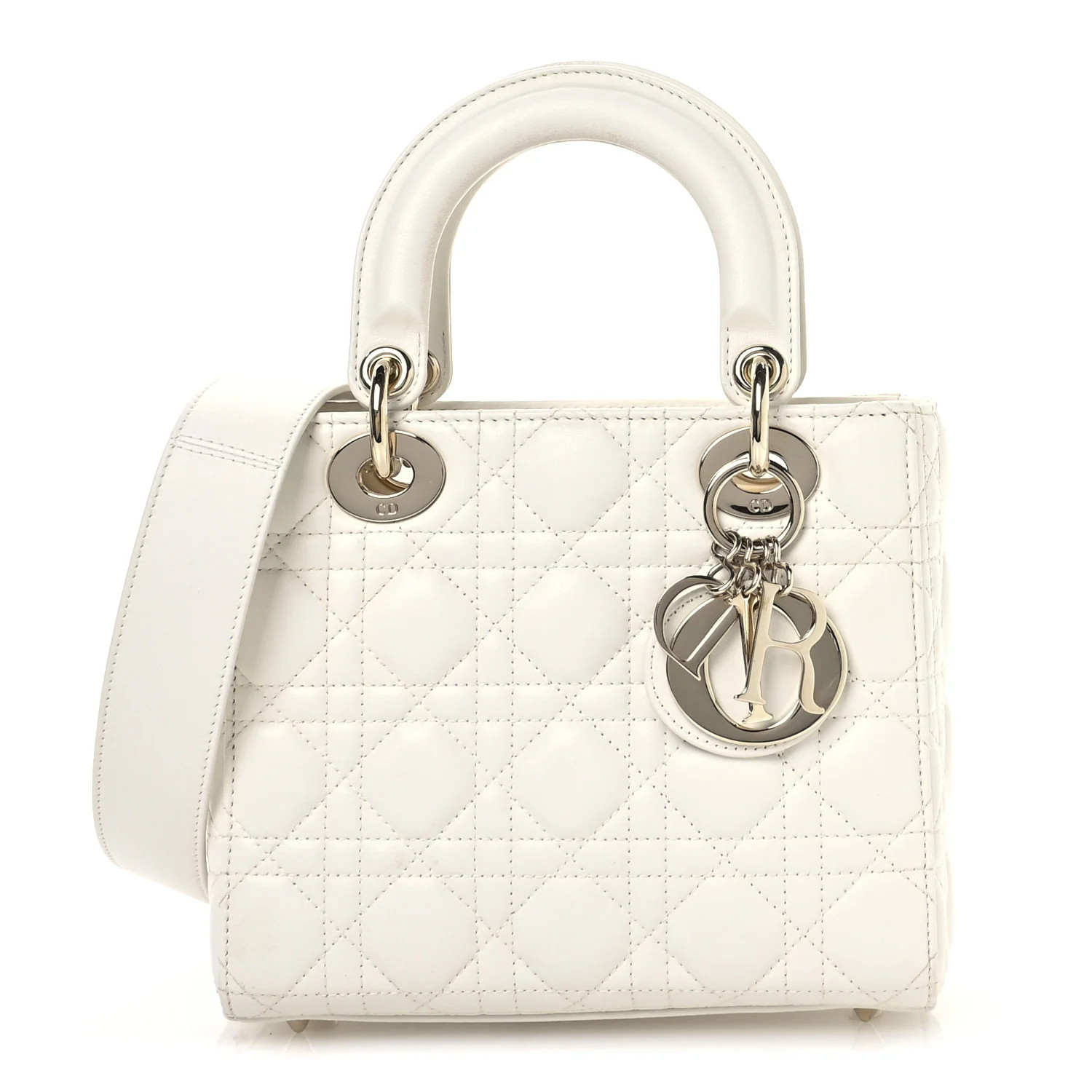 Lambskin Cannage Small My ABCDior Lady Dior White | FASHIONPHILE (US)