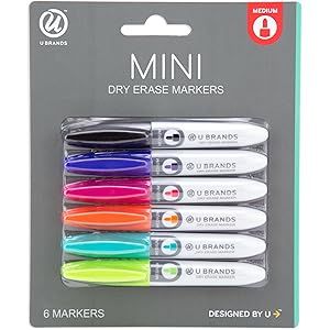 U Brands Low Odor Mini Dry Erase Markers, Medium Point, Assorted Colors, 6-Count | Amazon (US)
