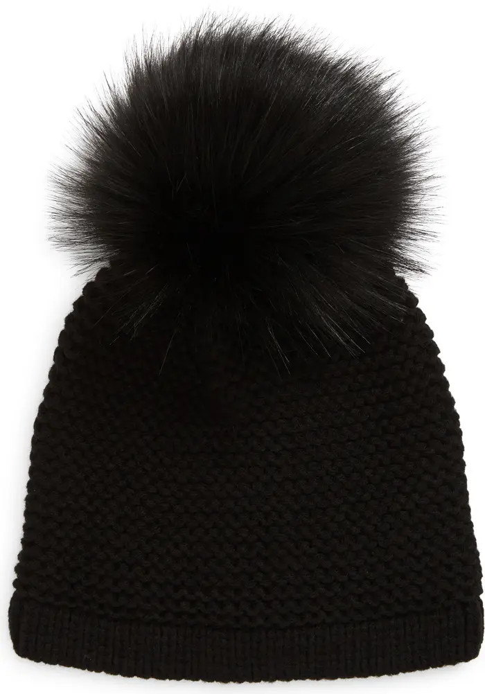 Kyi Kyi Wool Blend Beanie with Faux Fur Pom | Nordstrom | Nordstrom