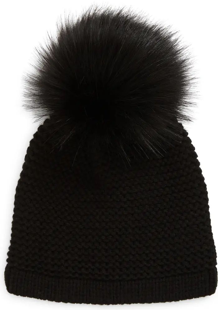 Wool Blend Beanie with Faux Fur Pom | Nordstrom