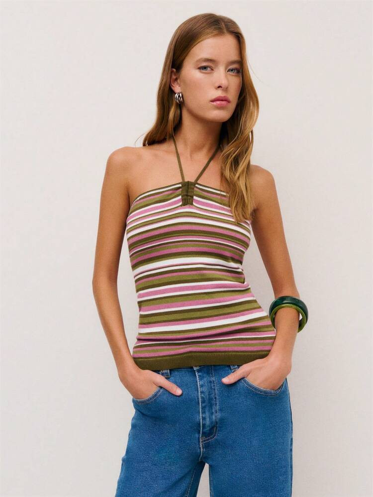N\u00f6ista Women's Color Block Knit Top With A Tie-Neck Detail, Combining Comfort With A Modern ... | SHEIN