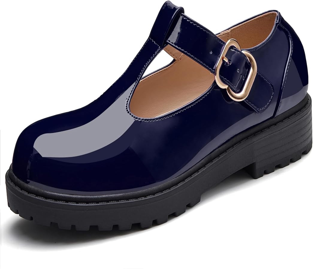 Coutgo Girls Mary Jane Dress Shoes Platform Loafers School Uniform Chunky Heel Closed Toe T-Strap... | Amazon (US)