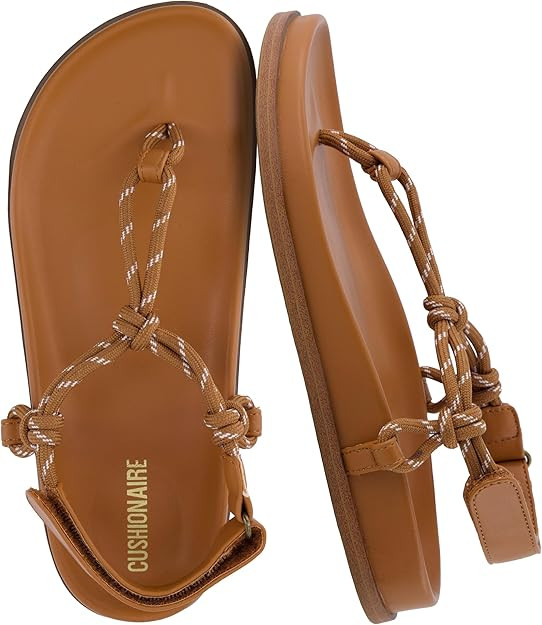 CUSHIONAIRE Era Rope Thong Strappy Sandals for Women, Flat Minimalist Sandals Women Footwear with... | Amazon (US)
