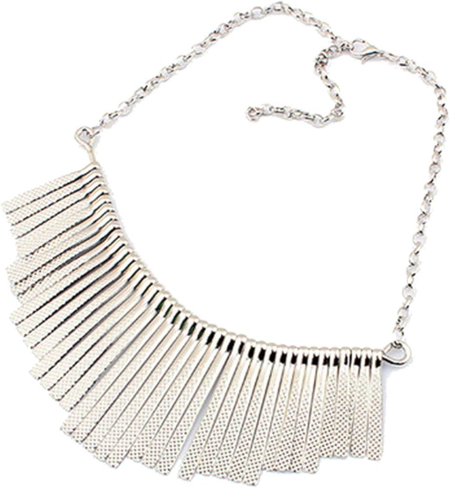 Grace Jun(TM Vintage Choker Necklace Metal Strip Tassel Style Bib Necklace Jewelry | Amazon (US)