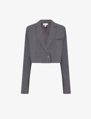 Miya padded-shoulder cropped stretch-woven blazer | Selfridges