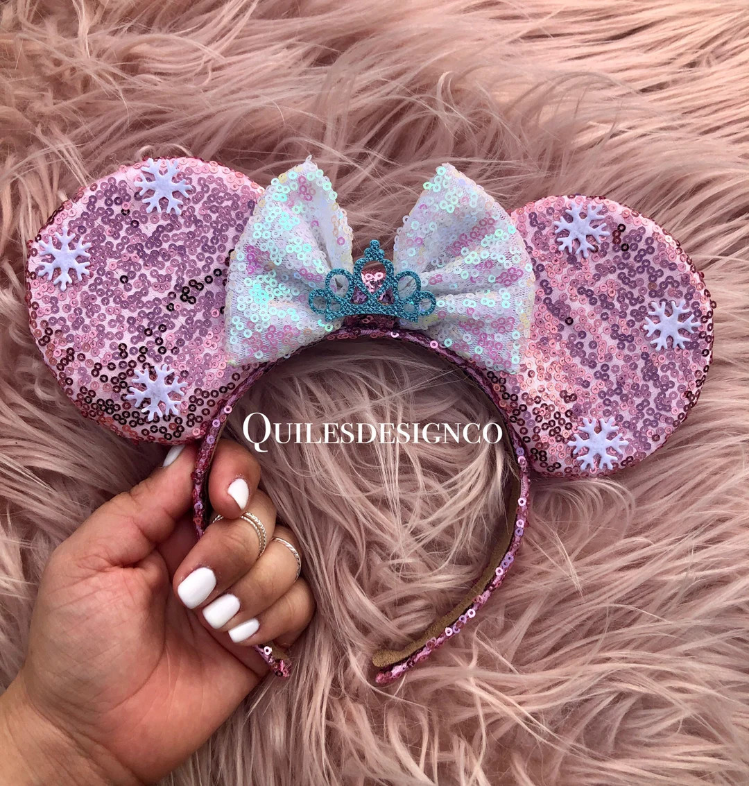 Pink Sequin Snowflake Ears || Snowflake Ears || | Etsy (US)