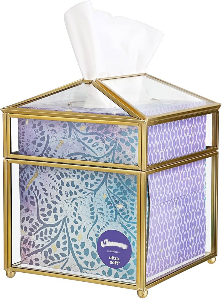 Sumnacon Square Clear Glass Paper Tissue Box, Decorative Glass Napkin Storage Box, Facial Tissue Hol | Amazon (US)