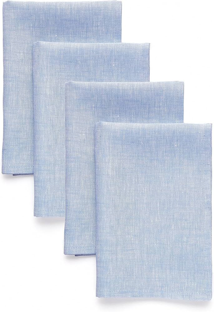 Solino Home Linen Dinner Napkins 20 x 20 Inch – Chambray Blue, 100% Pure Linen Cloth Napkins fo... | Amazon (US)