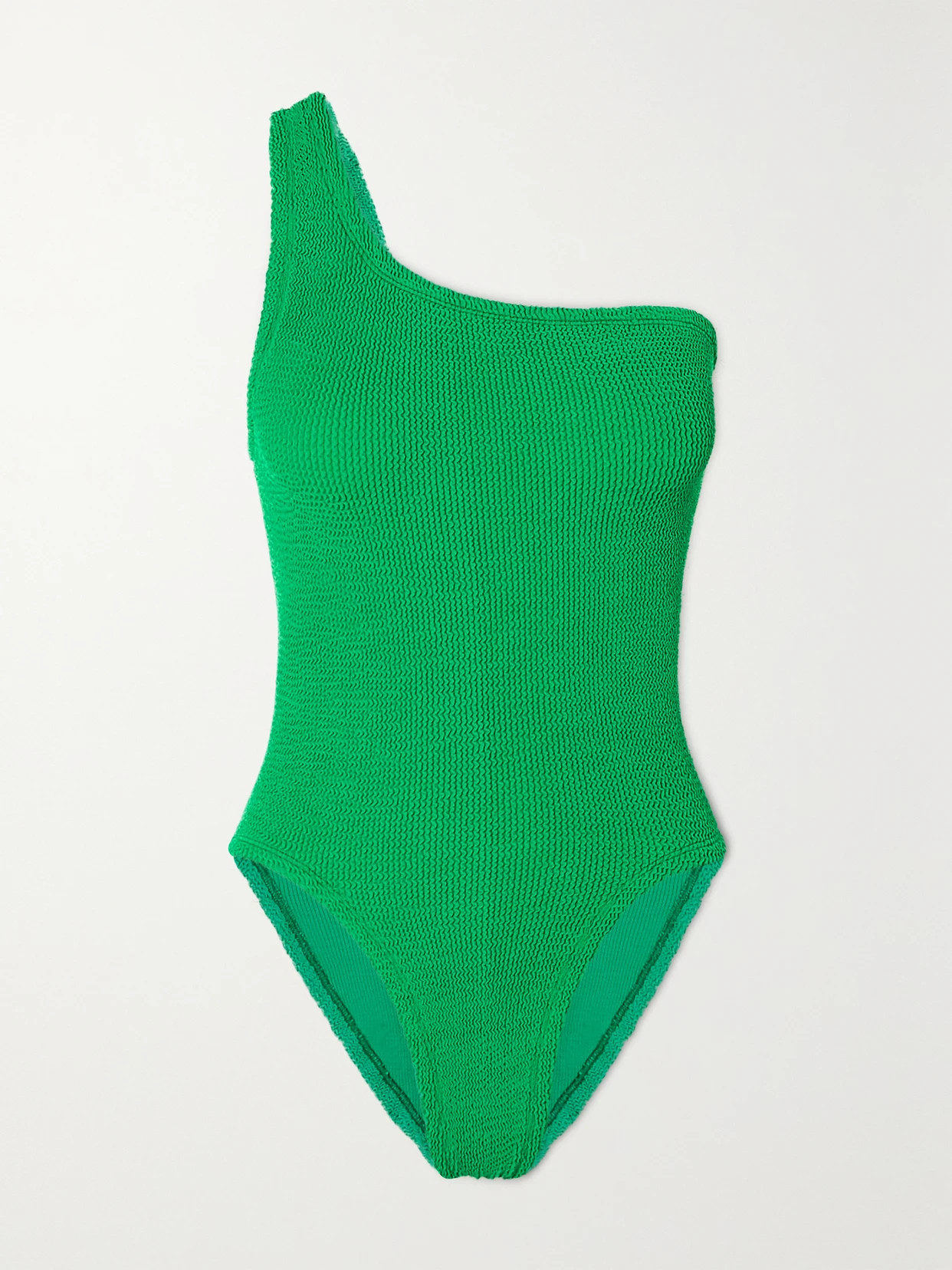 Hunza G - + Net Sustain Nancy One-shoulder Seersucker Swimsuit - Green | NET-A-PORTER (UK & EU)