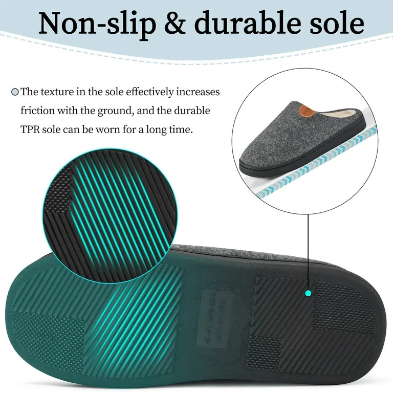 Ecetana Mens Slippers Memory Foam Warm House Slippers for Men Non Slip Fuzzy Shoes - Walmart.com | Walmart (US)
